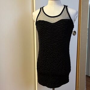 Mesh Yoke Ruched little black dress